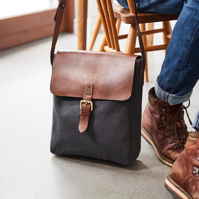 Leather and Canvas Messenger Bag