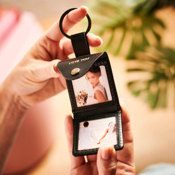 Dad Personalised Leather Key Ring With Photos Unique Gift