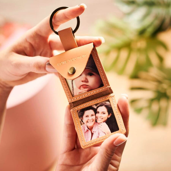 Dad Personalised Leather Key Ring With Photos Unique Gift