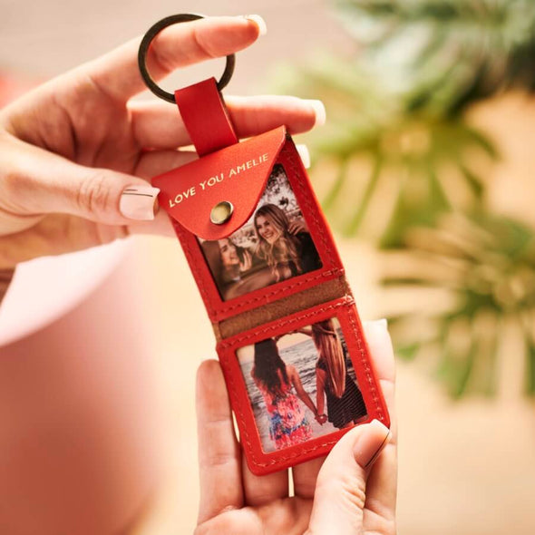 Dad Personalised Leather Key Ring With Photos Unique Gift