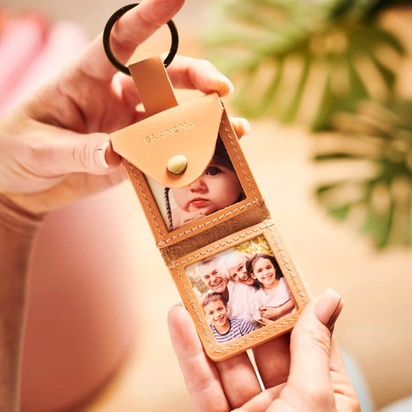 Personalised Leather Key Ring With Photos Unique Gift