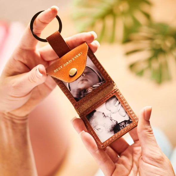 Personalised Leather Key Ring With Photos Unique Gift