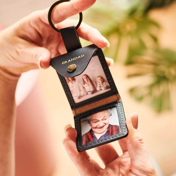 Dad Personalised Leather Key Ring With Photos Unique Gift