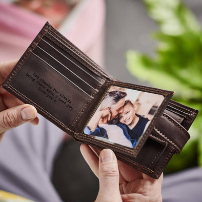 Dad Leather Tri Fold Wallet with RFID