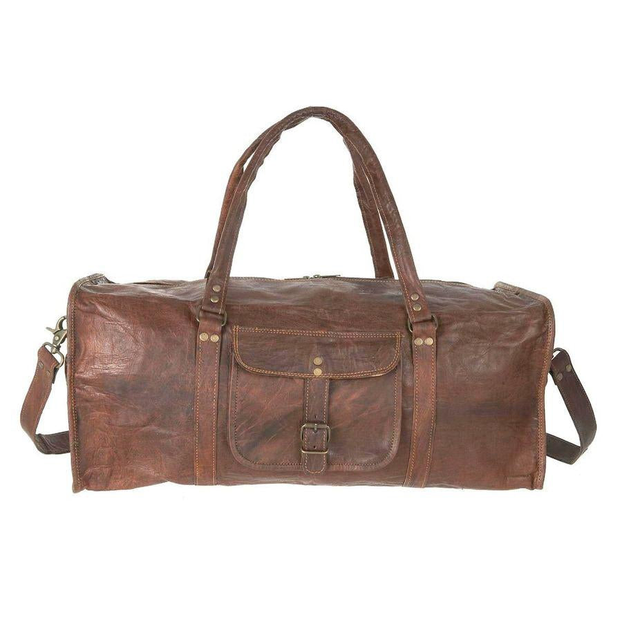 Round leather outlet duffle bag